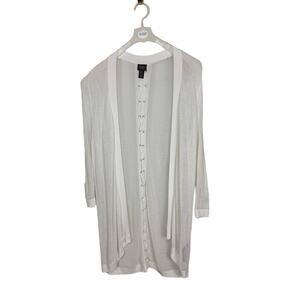 Chicos Travelers Sheer White Mesh Lace-Up Back Cardigan Size 12P